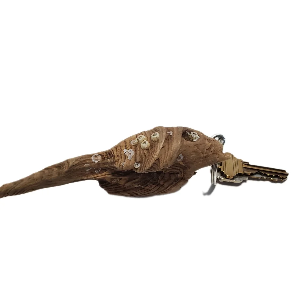 Driftwood with Barnacles Split Ring Keychain Accessory Length 5